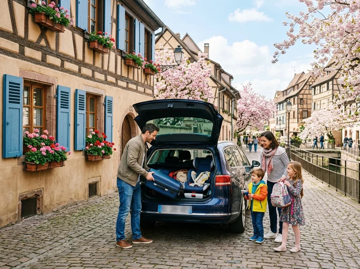 Calendrier mural avec des post-its colorés représentant les zones scolaires A, B et C superposées sur les semaines d'avril