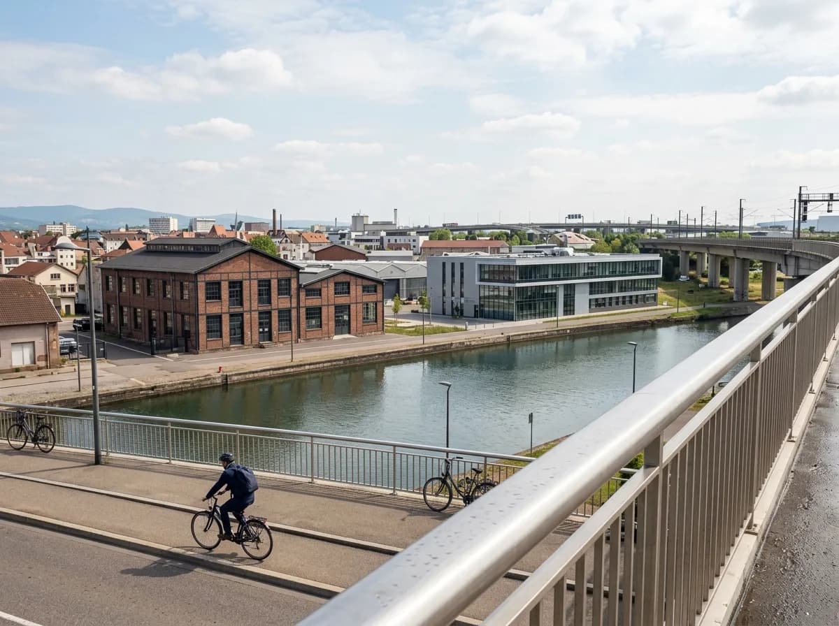Espace de travail fonctionnel dans un logement meublé frontalier – bureau, wifi, kitchenette, ambiance neutre et professionnelle